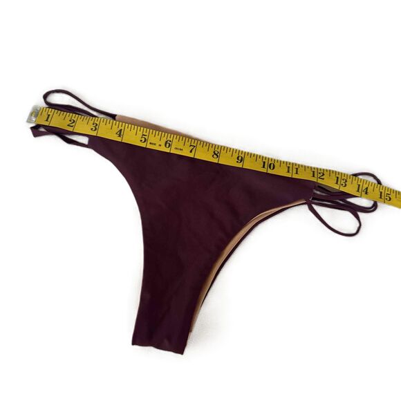 S.I.E Swim Strappy Sides Solid Color Bikini Merlot Swimwear Bottom Medium - Picture 3 of 5